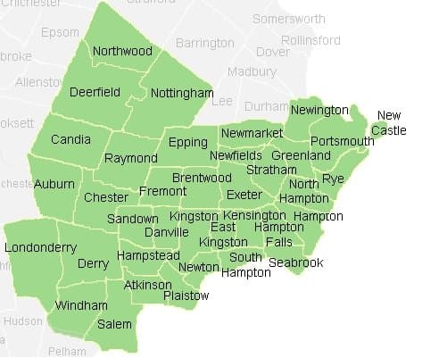 Map of the Longevity Home service area in New Hampshire