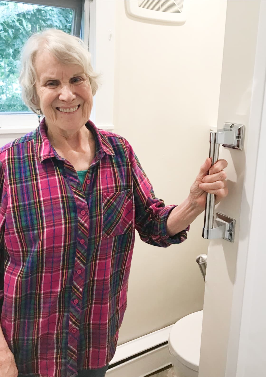 Professionally installed grab bar in a Deerfield, NH bathroom